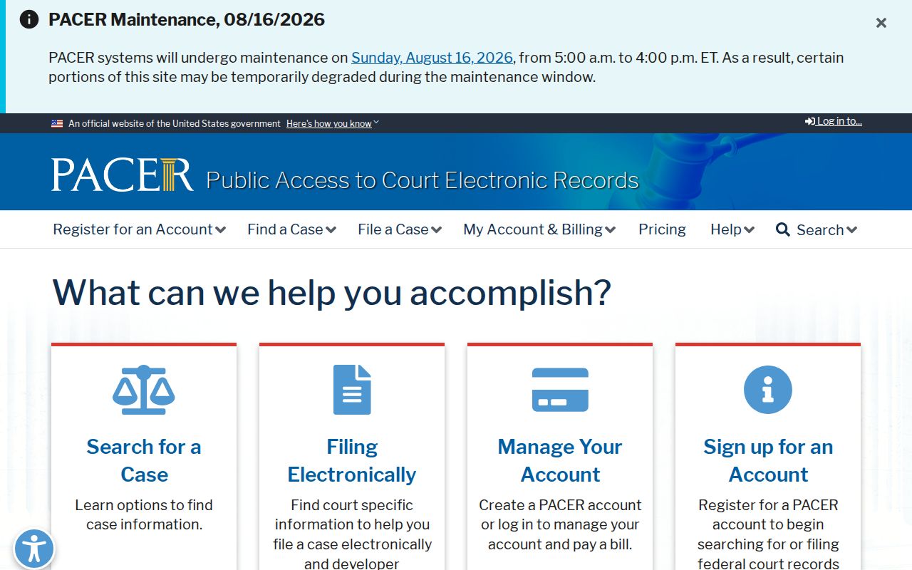 Charleston criminal records through the PACER federal court system