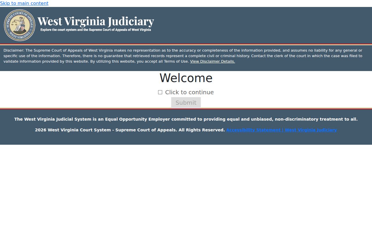 Kanawha County criminal court case search form in MCRSearch