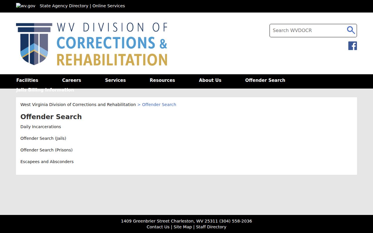 Kanawha County criminal history WVDCR offender search